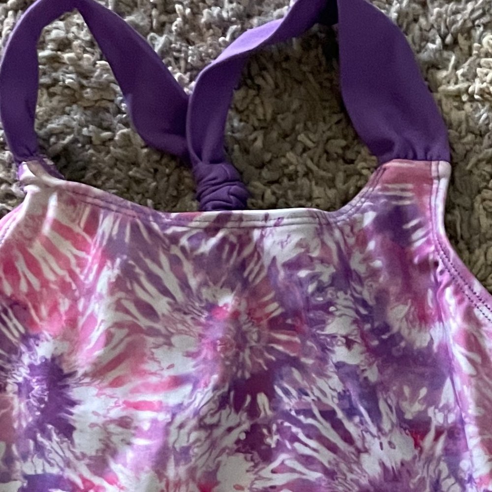 Pink Purple Tie Dye 1pc Swim Suit Girl sz 7/8 - Picture 2 of 3
